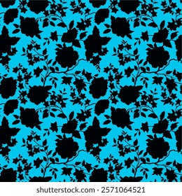 Abstract Hand Drawing Two Colors Victorian Baroque Flowers and Leaves Seamless Vector Pattern Isolated Background Seamless vector floral pattern in Hawaiian style with big flowers
