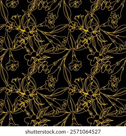 Abstract Hand Drawing Two Colors Victorian Baroque Flowers and Leaves Seamless Vector Pattern Isolated Background Seamless vector floral pattern in Hawaiian style with big flowers
