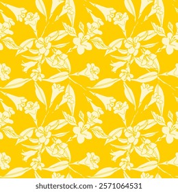 Abstract Hand Drawing Two Colors Victorian Baroque Flowers and Leaves Seamless Vector Pattern Isolated Background Seamless vector floral pattern in Hawaiian style with big flowers
