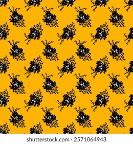 Abstract Hand Drawing Two Colors Victorian Baroque Flowers and Leaves Seamless Vector Pattern Isolated Background Seamless vector floral pattern in Hawaiian style with big flower