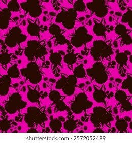Abstract Hand Drawing Two Colors Victorian Baroque Flowers and Leaves Seamless Vector Pattern Isolated Background Seamless vector floral pattern in Hawaiian style with big flowers