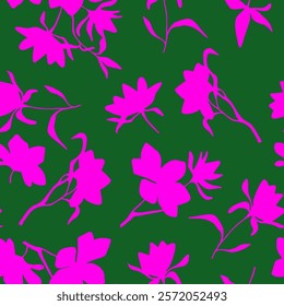Abstract Hand Drawing Two Colors Victorian Baroque Flowers and Leaves Seamless Vector Pattern Isolated Background Seamless vector floral pattern in Hawaiian style with big flowers