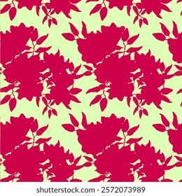 Abstract Hand Drawing Two Colors Victorian Baroque Flowers and Leaves Seamless Vector Pattern Isolated Background Seamless vector floral pattern in Hawaiian style with big flower