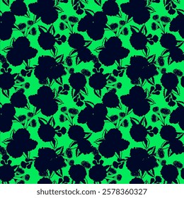 Abstract Hand Drawing Two Colors Victorian Baroque Flowers and Leaves Seamless Vector Pattern Isolated Background Seamless vector floral pattern in Hawaiian style with big flowers