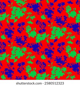 Abstract Hand Drawing Two Colors Victorian Baroque Flowers and Leaves Seamless Vector Pattern Isolated Background Seamless vector floral pattern in Hawaiian style with big flowers