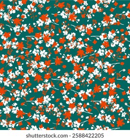 Abstract Hand Drawing Two Colors Victorian Baroque Flowers and Leaves Seamless Vector Pattern Isolated Background Seamless vector floral pattern in Hawaiian style with big flowers