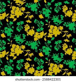 Abstract Hand Drawing Two Colors Victorian Baroque Flowers and Leaves Seamless Vector Pattern Isolated Background Seamless vector floral pattern in Hawaiian style with big flower.