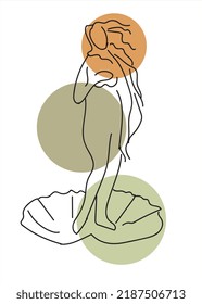 Abstract hand drawing vector with geometric shapes and stripes inspired by the Venus painting