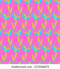 Abstracto Vector de dibujo a mano Flores de amapola y deja un fondo aislado de patrón sin soldadura