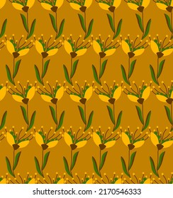 Abstrakte handgezeichnete Mohnblumen und Blätter Nahtloses Muster einzeln auf Hintergrund