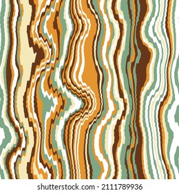 Abstract Hand Drawing Vertical Distorted Wavy Stripes Seamless Vector Pattern with Multicolored Background