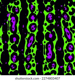 Abstract Hand Drawing Vertical Striped Large Leopard Cheetah Animal Skin Shapes Ink Stains Seamless Vector Pattern Isolated Background