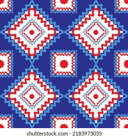 Abstract Hand Drawing Vintage Ethnic Traditional Geometric Mandala Squares Patchwork Seamless Vector Pattern Isolated Background  