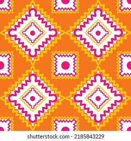 Abstract Hand Drawing Vintage Ethnic Traditional Geometric Mandala Squares Patchwork Seamless Vector Pattern Isolated Background  