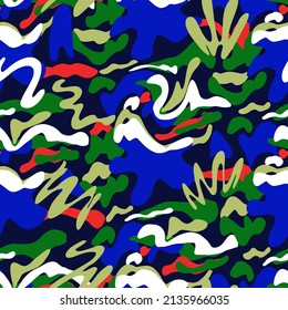 Abstract Hand Drawing Wavy Distorted Geometric Camouflage Shapes Seamless Vector Pattern Isolated Background