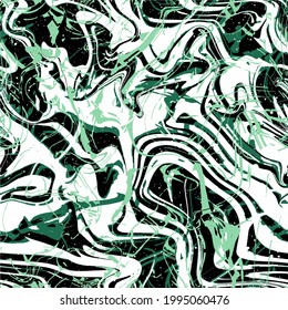 Abstract Hand Drawing Wavy Galaxy Space Stars Marble Seamless Vector Pattern Isolated Background  