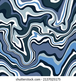 Abstract Hand Drawing Wavy Liquid Marble Stripes Seamless Vector Pattern Isolated Background