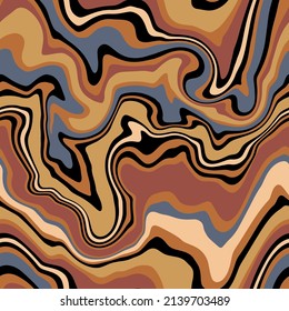 Abstract Hand Drawing Wavy Liquid Marble Stripes Seamless Vector Pattern Isolated Background