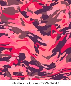 Abstract Hand Drawing Wavy Liquid Distorted Geometric Camouflage Shapes Seamless Vector Pattern Isolated Background