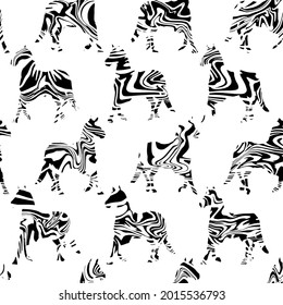 Fondo aislado del patrón vectorial sin costura de las cebras rayadas de ondulación de mano