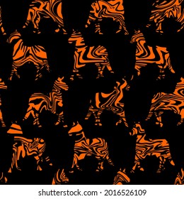 Abstract Hand Drawing Wavy Striped Zebras Seamless Vector Pattern Isolated Background