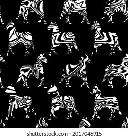 Fondo aislado del patrón vectorial sin costura de las cebras rayadas de ondulación de mano