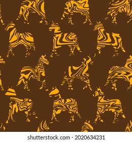Abstract Hand Drawing Wavy Striped Zebras Seamless Vector Pattern Isolated Background