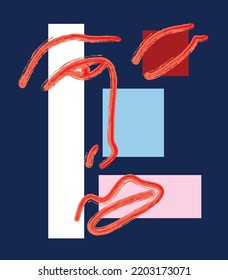 Abstract Hand Drawing Woman Face Silhouette with Geometric Squares Logo Brand Identity Vector Pattern Isolated Background 