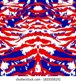 Abstract Hand Drawing Zebra Tiger Animal Skin Repeating Vector Pattern Isolated Background