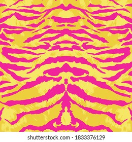 Abstract Hand Drawing Zebra Tiger Animal Skin Repeating Vector Pattern Isolated Background