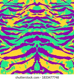 Abstract Hand Drawing Zebra Tiger Animal Skin Repeating Vector Pattern Isolated Background