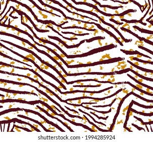 Abstract Hand Drawing Zebra Tiger Stripes and Leopard Cheetah Skin Shapes Seamless Vector Pattern Isolated Background