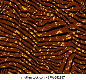Abstract Hand Drawing Zebra Tiger Stripes and Leopard Cheetah Skin Shapes Seamless Vector Pattern Isolated Background