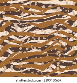 Abstracto Mano Dibujar Tiras De Tigre De Cebra con Puntos Aleatorios Piel Animal Patrón Vector sin Marea Líneas Onduladas Fondo Aislado