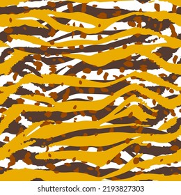Abstraktes Handzeichnen Zebra-Tiger-Streifen mit zufälliger Punkttierhaut Nahtlose Vektor-Muster Wavy-Linien einzeln auf dem Hintergrund