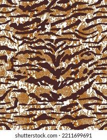 Abstract Hand Drawing Zebra Tiger Stripes Seamless Vector Pattern with Snake Reptile Skin Background 