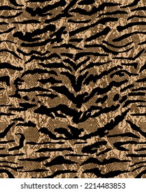 Abstract Hand Drawing Zebra Tiger Stripes Seamless Vector Pattern with Snake Reptile Skin Background 