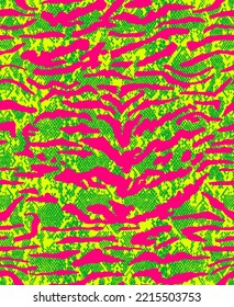 Abstract Hand Drawing Zebra Tiger Stripes Seamless Vector Pattern with Snake Reptile Skin Background 