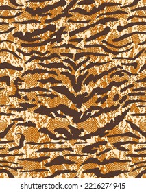 Abstract Hand Drawing Zebra Tiger Stripes Seamless Vector Pattern with Snake Reptile Skin Background 