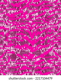 Abstract Hand Drawing Zebra Tiger Stripes Seamless Vector Pattern with Snake Reptile Skin Background 