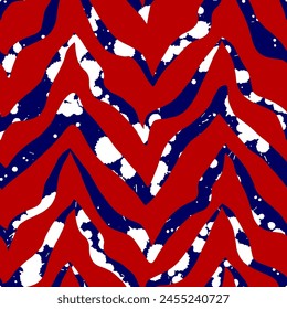 Dibujo Abstractas a mano Zig Zag Zebra Rayas Pinceladas con Acuarela En Manchas Salpicaduras Textura Patrón de Vector Sin Costura Fondo Aislado	