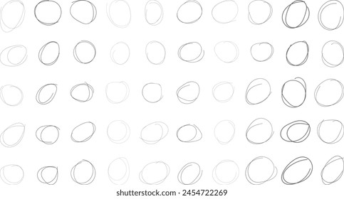 abstract hand drawn 50 bristle brush circle stroke graphic elements vector illustration.