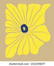 Resumen de ilustraciones estéticas de flores dibujadas a mano. Icono de concepto retro botánico, perfecto para postales, arte mural, banner, fondo, etc.