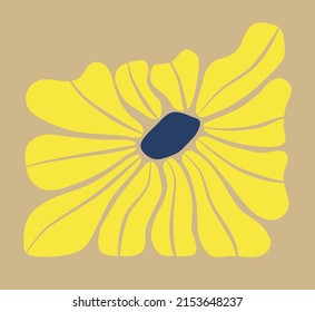 Abstract hand drawn aesthetic flower illustration. Botanical retro concept icon, perfect for postcards, wall art, banner, background etc.