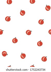 Abstract Hand Drawn Apple Seamless Vector Pattern. Little Red Apples Isolated on a White Background. Minimalist Food Print.