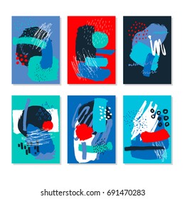 Abstract. Hand Drawn artistic background textures and brush. Postcard, printed matter, greeting card, card template. Flat design. Vector templates.
