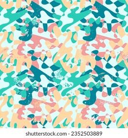 Abstract hand drawn artwork with seamless colorful wave pattern