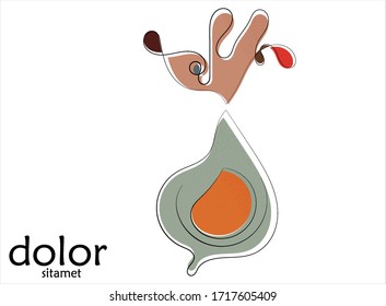 Abstract hand drawn avocado vector artistic logo isolated on white. Line art artistic illustration with texture. Retro flat colors organic natural Eco food design. Organic healthy vegan doodle.