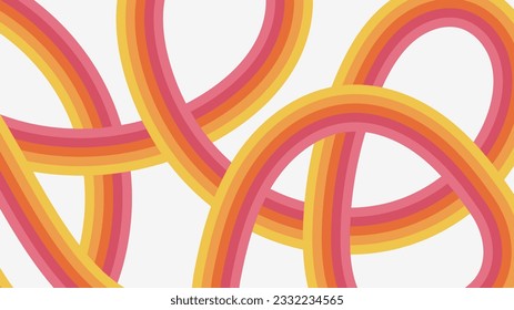 Abstract hand drawn background with copy space and colorful stripe. Retro vector backdrop. Trendy groovy panoramic template for design banner, advertisement, presentation, discount, sale, social media