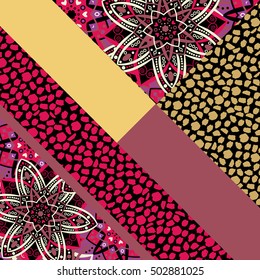 Abstract hand drawn background. Geometric floral pattern. Eastern ornament. Bright print texture. Poster, card, textile, pattern desktop Wallpaper